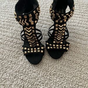 Charlotte Russe Black and Gold Studded Heels